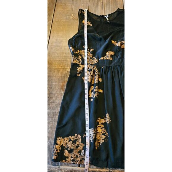 Petticoat Alley Women Dress Medium Black Mesh Silk Gold Metallic Sleeveless Mini - Picture 11 of 11